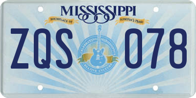 MS license plate ZQS078