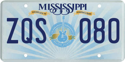 MS license plate ZQS080