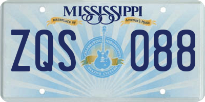 MS license plate ZQS088