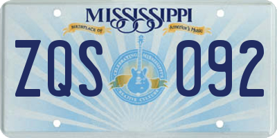 MS license plate ZQS092