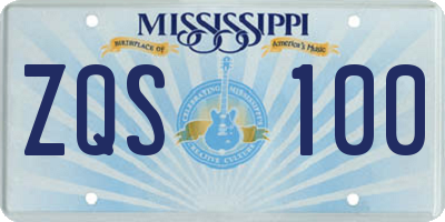 MS license plate ZQS100