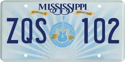 MS license plate ZQS102