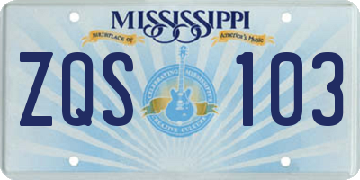 MS license plate ZQS103
