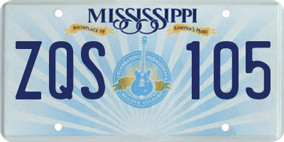 MS license plate ZQS105