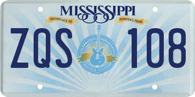 MS license plate ZQS108