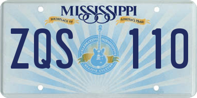 MS license plate ZQS110