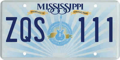 MS license plate ZQS111