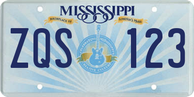 MS license plate ZQS123