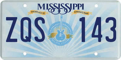 MS license plate ZQS143