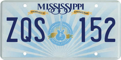 MS license plate ZQS152