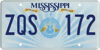 MS license plate ZQS172
