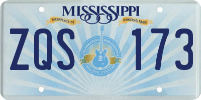 MS license plate ZQS173
