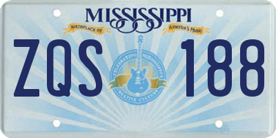 MS license plate ZQS188