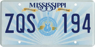 MS license plate ZQS194