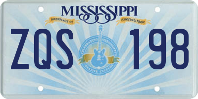 MS license plate ZQS198