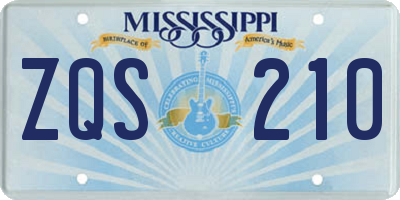 MS license plate ZQS210