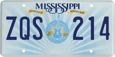MS license plate ZQS214