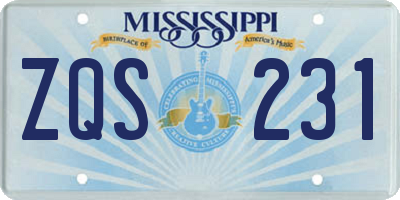 MS license plate ZQS231