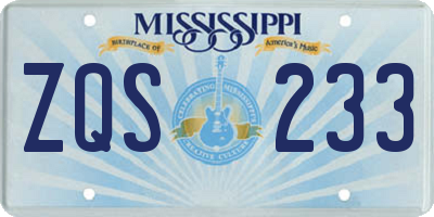 MS license plate ZQS233