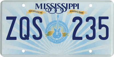 MS license plate ZQS235