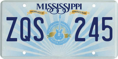 MS license plate ZQS245