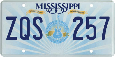 MS license plate ZQS257