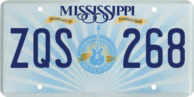 MS license plate ZQS268