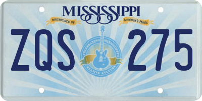 MS license plate ZQS275
