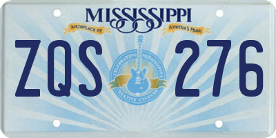 MS license plate ZQS276