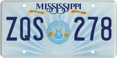 MS license plate ZQS278