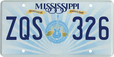 MS license plate ZQS326