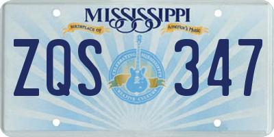MS license plate ZQS347