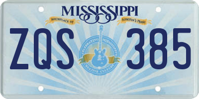 MS license plate ZQS385