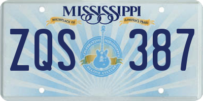 MS license plate ZQS387