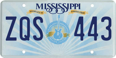 MS license plate ZQS443