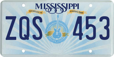 MS license plate ZQS453