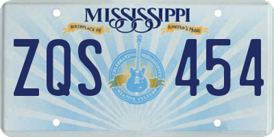MS license plate ZQS454