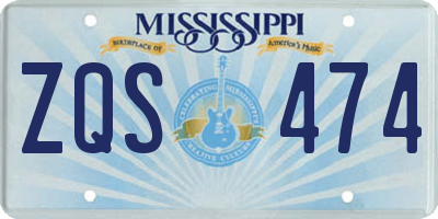 MS license plate ZQS474