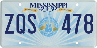 MS license plate ZQS478