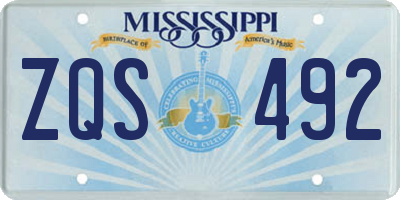 MS license plate ZQS492