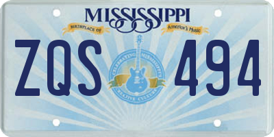 MS license plate ZQS494