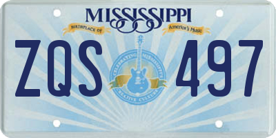 MS license plate ZQS497