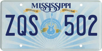 MS license plate ZQS502