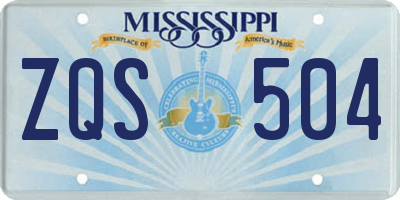 MS license plate ZQS504