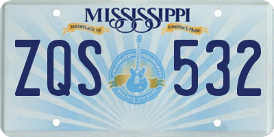 MS license plate ZQS532