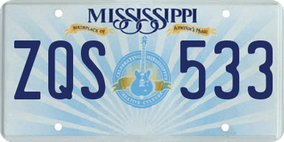 MS license plate ZQS533