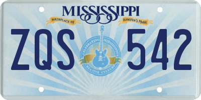 MS license plate ZQS542