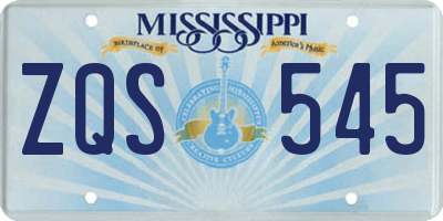 MS license plate ZQS545
