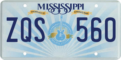 MS license plate ZQS560