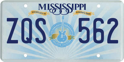 MS license plate ZQS562